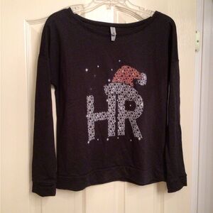 Black Long Sleeve Top with Festive HR Design